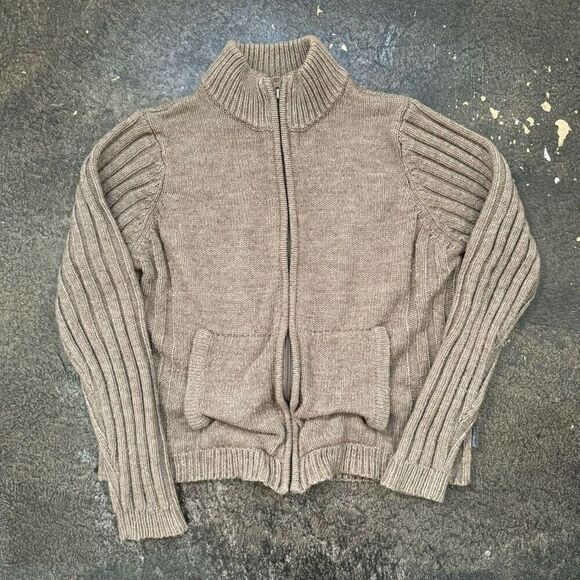 Woolrich Zip Up Hoodie Wool Blend Tan/Khaki Color Preppy Style Women’s Medium - Picture 1 of 11